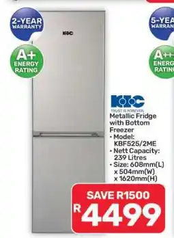 Pick n Pay Hypermarket Metallic Fridge with Bottom Freezer offer