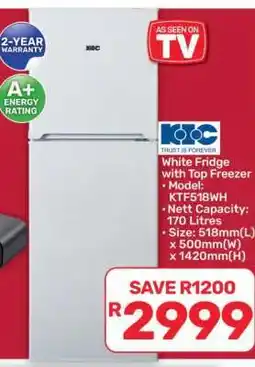 Pick n Pay Hypermarket White Fridge with Top Freezer offer