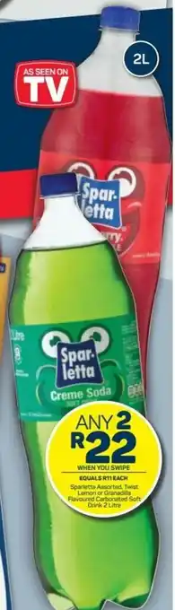 Pick n Pay Sparletta Assorted, Twist Lemon or Granadilla Flavoured Carbonated Soft Drink 2Litre offer