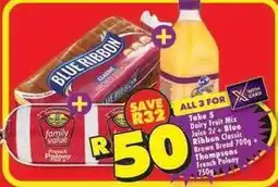 Shoprite Blue ribbon - dairy fruit mix juice, classic brown bread, french polony offer