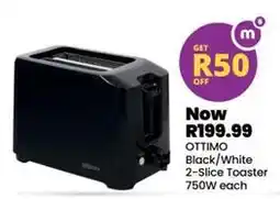 Shoprite Ottimo - black/white 2-slice toaster 750w offer