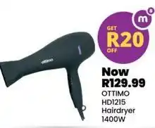 Shoprite Ottimo - hd1215 hairdryer 1400w offer