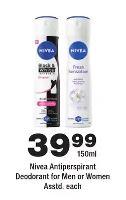 OK urban Nivea Antiperspirant Deodorant for Men or Women offer