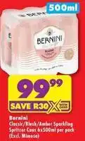 Shoprite Bernini - classic/blush/amber sparkling spritzer cans offer