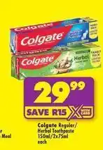 Shoprite Colgate - regular/herbal toothpaste offer