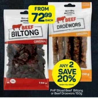 Pick n Pay PnP Sliced Beef Biltong or Beef Droëwors 150g offer