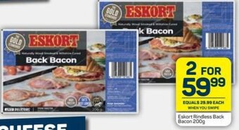 Pick n Pay Eskort Rindless Back Bacon 200g offer