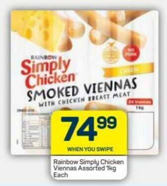 Pick n Pay Rainbow Simply Chicken Viennas Assorted 1kg offer