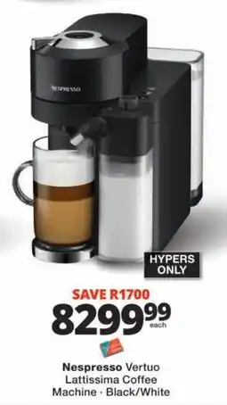 Checkers Nespresso Vertuo Lattissima Coffee Machine offer