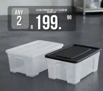 CLEAR STORAGE BOX 11LT CLEAR OR BLACK LID