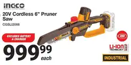 Mica INGCO 20V Cordless 6" Pruner Saw offer