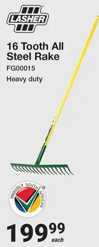 Mica Lasher 16 Tooth All Steel Rake offer