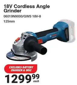 Mica Bosch 18V Cordless Angle Grinder offer
