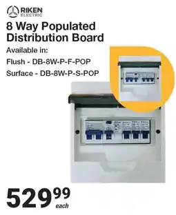 Mica Riken Electric 8 Way Populated Distribution Board offer