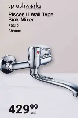 Mica splashworks Pisces II Wall Type Sink Mixer offer