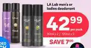 PEP La Lab Men's Or Ladies Deodorant-Per Pack offer
