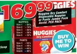 OK Grocer Huggies Dry Comfort Disposable Nappies or Pants Jumbo Pack offer