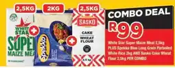 OK Foods White Star Super Maize Meal Spekko Blue Long Grain Parboiled White Rice Sasko Cake Wheat Flour offer