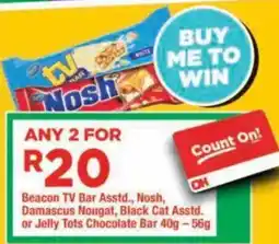 OK Foods Beacon TV Bar Nosh Damascus Nougat Black Cat Jelly Tots Chocolate Bar offer