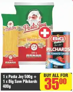 Big Save Pasta Joy Macaroni 500g + Big Save Pilchards 400g offer