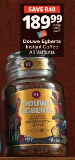 Checkers Douwe Egberts Instant Coffee offer