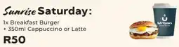 OK Foods Breakfast Burger plus Cappuccino or Latte offer