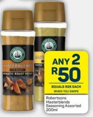 Pick n Pay Robertsons Masterblends Seasoning Assorted 200ml offer