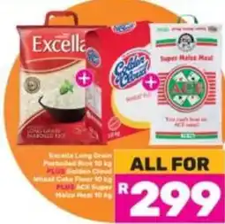 Game Excella - long grain parboiled rice, golden cloud wheat cake flour, super maize meal offer