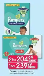 Clicks Pampers - active baby pants or disposable nappies jumbo pack offer