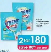 Clicks Clicks - xtreme power dishwasher tablets offer