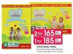Clicks Jumbo - dryprotect disposable nappies pack offer