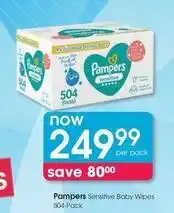 Clicks Pampers - sensitive baby wipes 504-pack offer