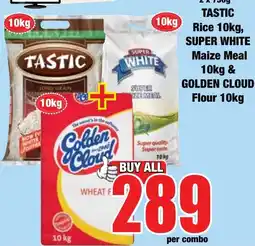 Boxer Superstores TASTIC Rice, SUPER WHITE Maize Meal, GOLDEN CLOUD Flour offer