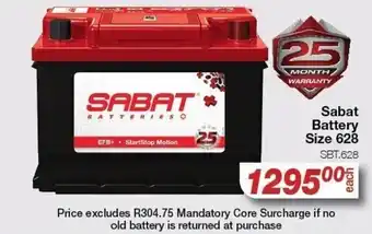 Sabat Battery Size 628