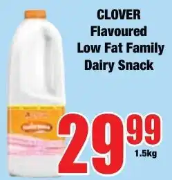 Boxer Superstores CLOVER Flavoured Low Fat Family Dairy Snack offer