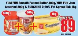 Boxer Superstores YUM FUN Smooth Peanut Butter & YUM FUN Jam Assorted & SUNSHINE D 60% Fat Spread offer