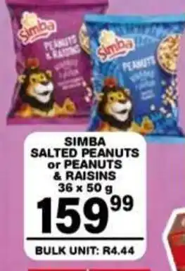 Giant Hyper SIMBA SALTED PEANUTS or PEANUTS & RAISINS offer