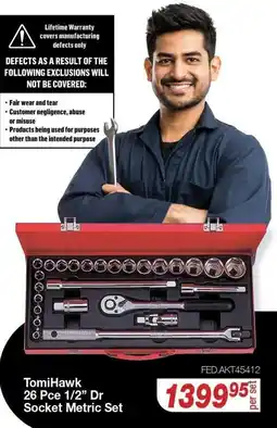 AutoZone TomiHawk 26 Pce 1/2" Dr Socket Metric Set offer