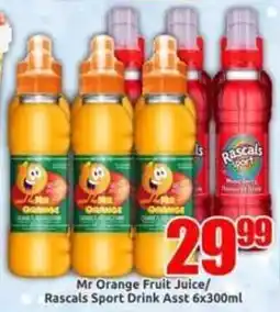 Three Star Cash and Carry Mr Orange Fruit Juice/ Rascals Sport Drink Assorted offer