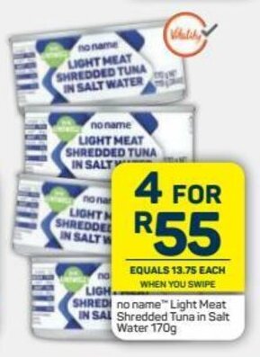 Pick n Pay no name Light Meat Shredded Tuna in Salt Water 170g offer
