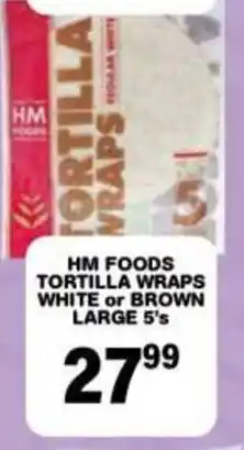 Giant Hyper Hm foods tortilla wraps white or brown large offer