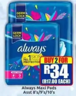 Three Star Cash and Carry Always Maxi Pads Assorted offer