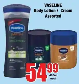 Boxer Superstores Vaseline Body Lotion / Cream Assorted offer