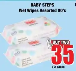 Boxer Superstores BABY STEPS Wet Wipes Assorted offer