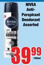 Boxer Superstores NIVEA Anti-Perspirant Deodorant Assorted offer
