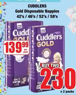 Boxer Superstores Cuddlers Gold Disposable Nappies offer