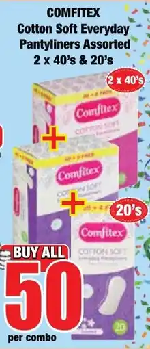 Boxer Superstores Comfitex Cotton Soft Everyday Pantyliners Assorted offer
