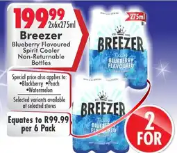 Prestons Breezer Blueberry Flavoured Spirit Cooler Bottles offer