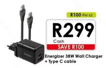 Chatz Connect Energizer 38W Wall Charger + Type C cable offer