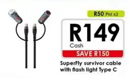Chatz Connect SuperFly survivor cable with flash light Type C offer